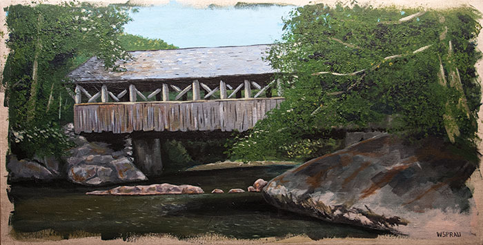 covered bridge acrylic on linen